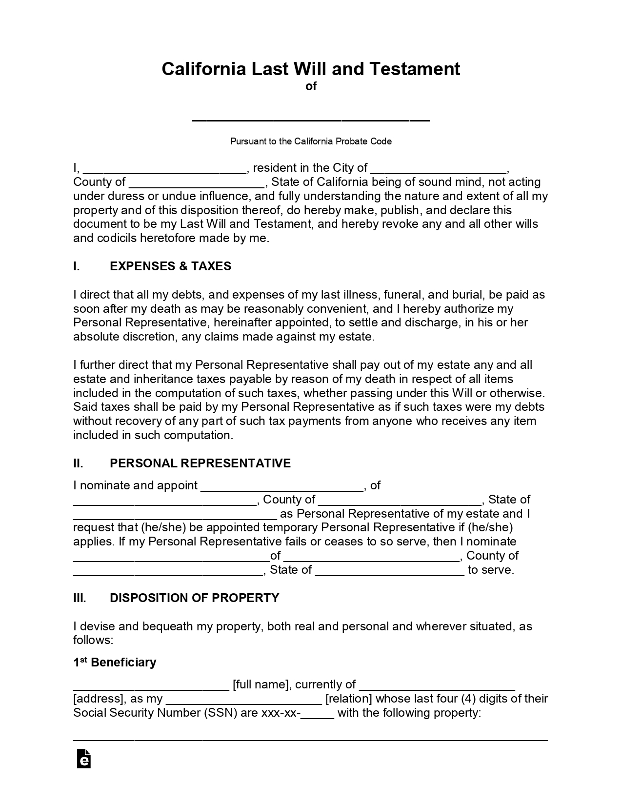 California Last Will and Testament Forms_page-0001